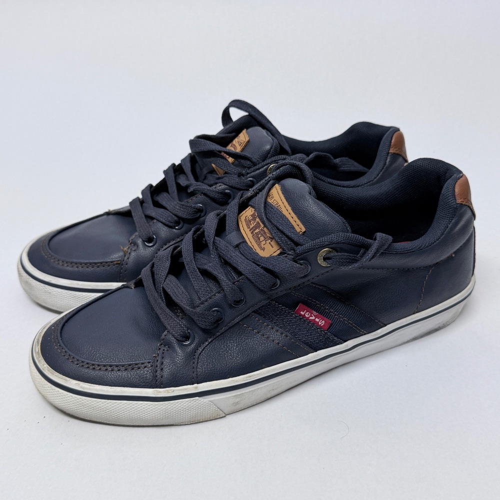 Levis Navy Blue Synthetic Leather Low Top Sneakers Size 9